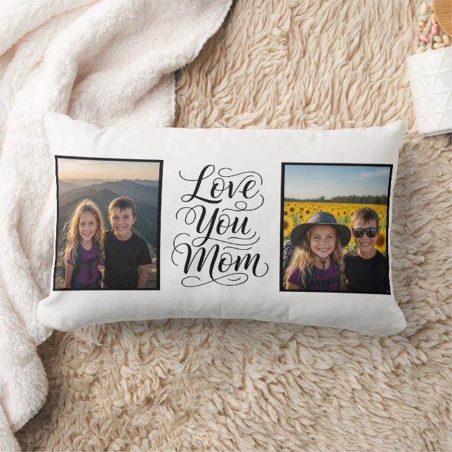 Coussin Rectangle Maman je t'aime deux photos Cadeau moderne (Couverture)