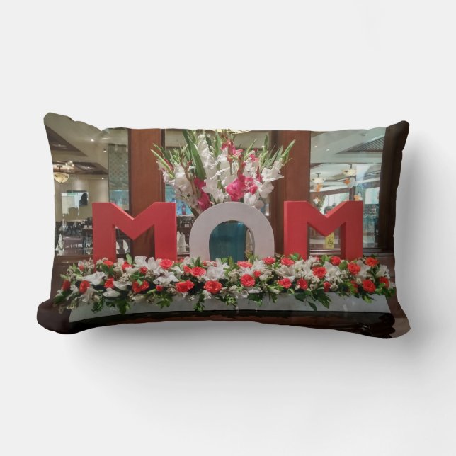 Coussin Rectangle "Maman, je t'aime" - Un hommage floral plein de co (Recto)