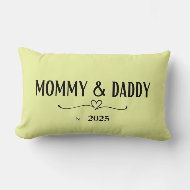 Coussin Rectangle Maman & Papa - Nouveau Parent Keepsaké Décor (Recto)