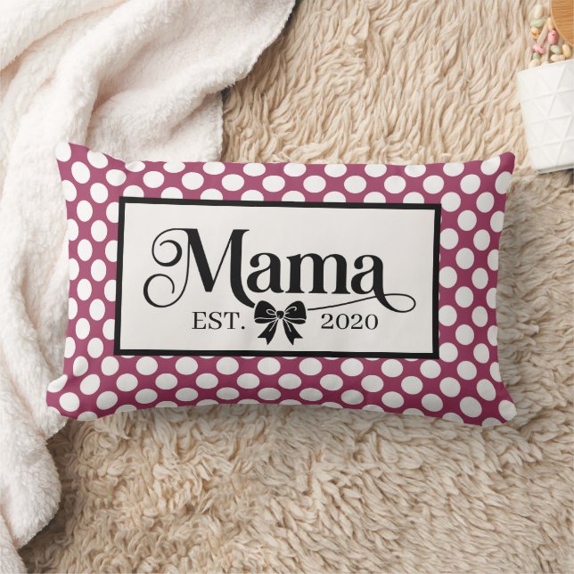Coussin Rectangle Maman personnalisée points noirs Bourgogne élégant (Couverture)