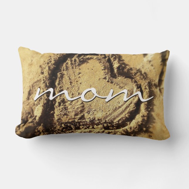 Coussin Rectangle Maman Script Beach Sable Dessiné Coeur Photo Moder (Recto)