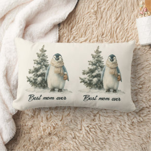 Coussin Rectangle Manchot d'hiver « Meilleure Maman de tous les temp