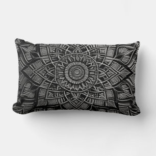 Coussin Rectangle Mandala Argenté