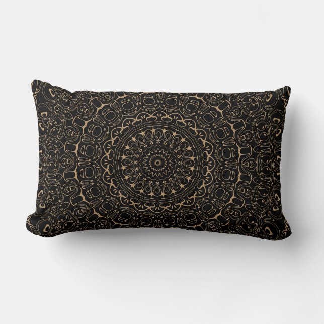 Coussin Rectangle Mandala Camel Tan à l'élégante symétrie (Recto)