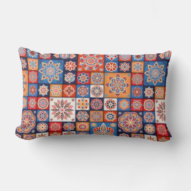 Coussin Rectangle Mandala/Carrelage marocain coloré (Recto)