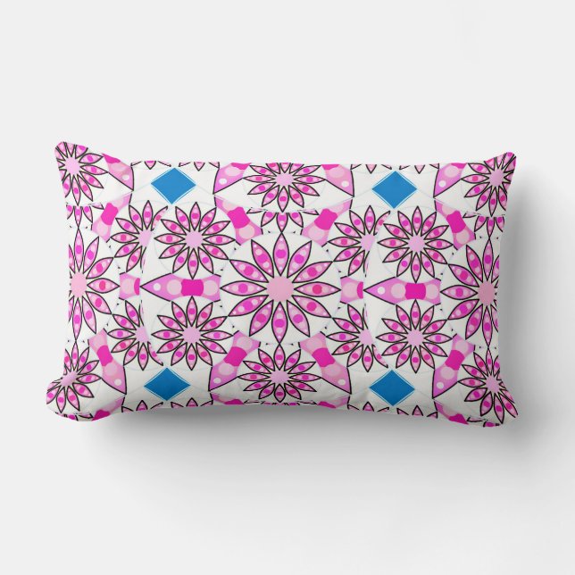 Coussin Rectangle Mandala motif, rose, rose vif, (Recto)