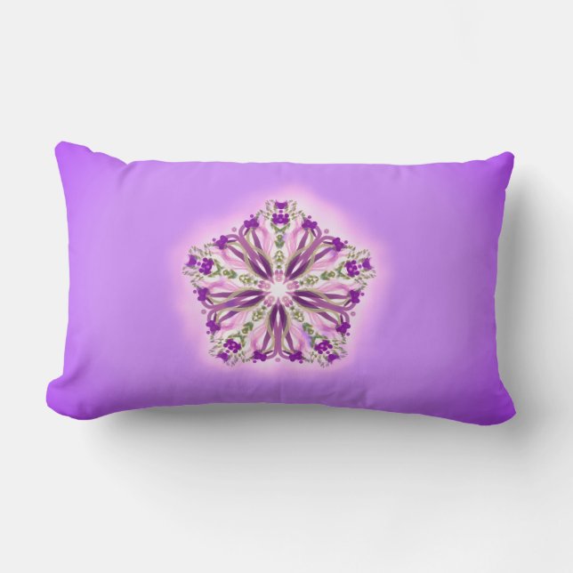 Coussin Rectangle Mandala pourpre de ruban d'étoile de lavande et de (Recto)