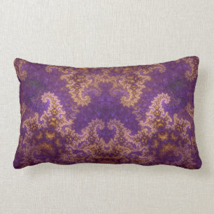 Coussin Rectangle Mandelbrot Fractal Art Abstrait violet et or