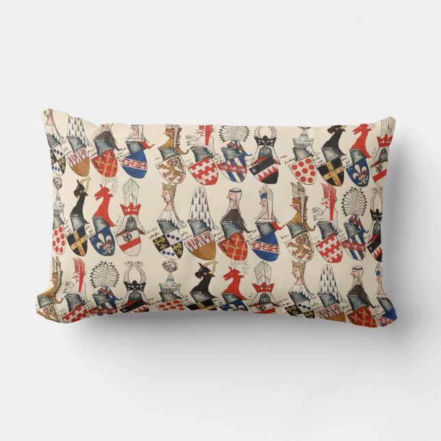 COUSSIN RECTANGLE MANTEAU DES ARMES DES PARTENAIRES DU TOURNOI MÉDIÉ (Recto)