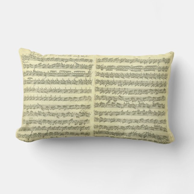 Coussin Rectangle Manuscrit de musique de Bach Partita pour le (Recto)