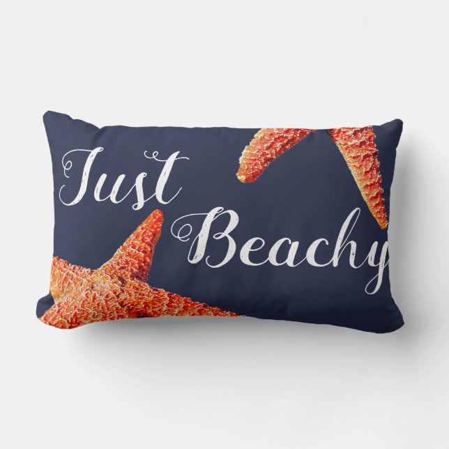 Coussin Rectangle Manuscrit pour la plage rouge nautique d'étoiles (Recto)