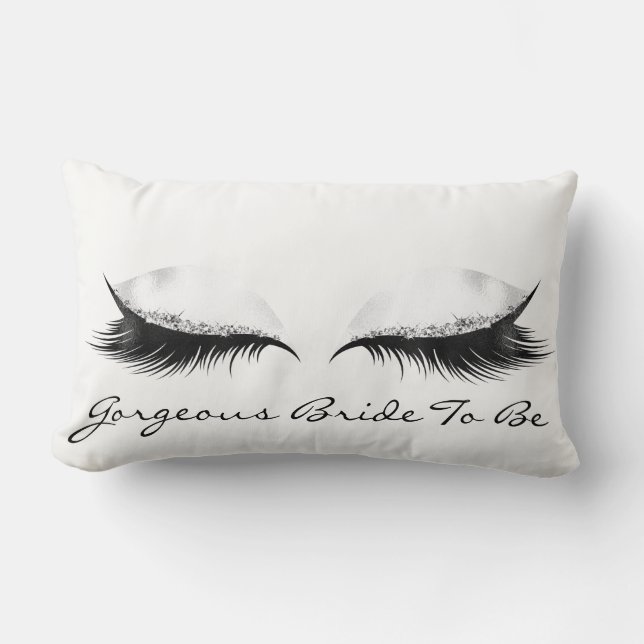 Coussin Rectangle Maquillage gris blanc Métallurgique Lashes Gorgeou (Recto)