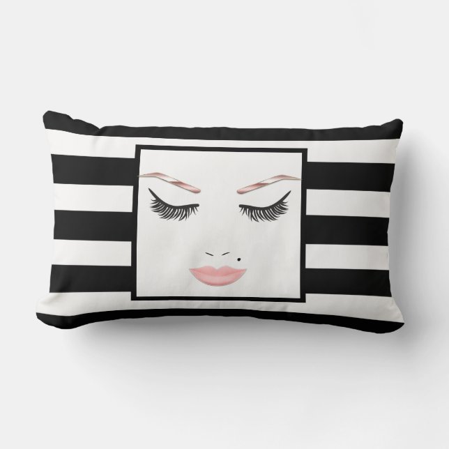Coussin Rectangle Maquillage Visage Rose Gold Sourcils Lèvres Beauté (Recto)