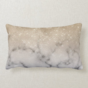 Coussin Rectangle Marbre blanc de Parties scintillant or glamour Omb