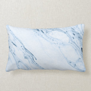Coussin Rectangle Marbre blanc et gris bleu