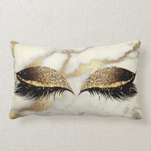 Coussin Rectangle Marbre blanc or gris argent glam cils