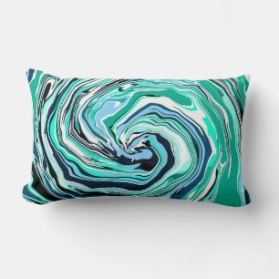 Coussin Rectangle Marbre bleu, Turquoise, turquoise et blanc
