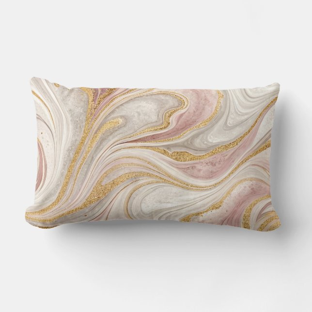 Coussin Rectangle Marbre Design Parties scintillant or Abstrait orei (Recto)