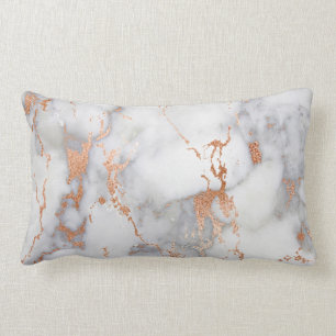 Coussin Rectangle Marbre gris blanc de charme d'en cuivre de brosse