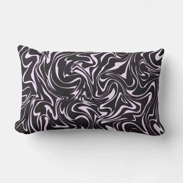 Coussin Rectangle Marbre noir et rose Abstrait Motif Throw Pillo (Recto)