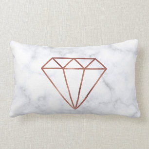 Coussin Rectangle marbre rose de blanc de diamant d'or de faux clair