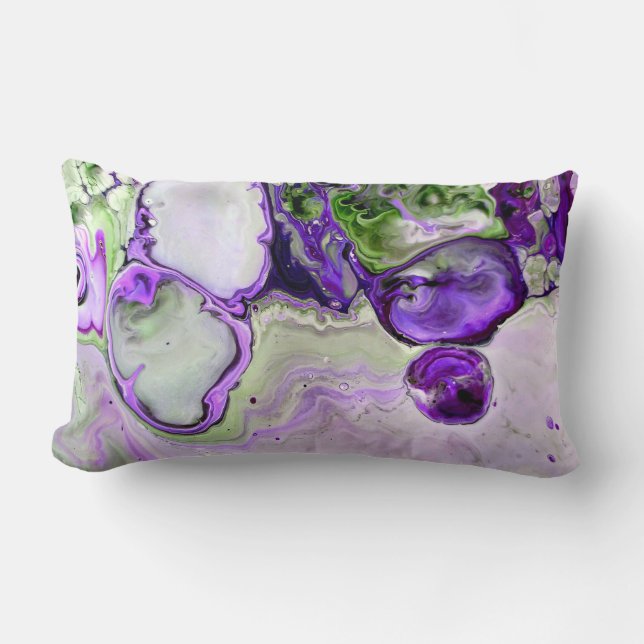 Coussin Rectangle Marbre vert violet clair Art Abstrait (Recto)