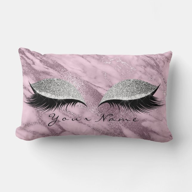 Coussin Rectangle Marbre violet Parties scintillant d'argent yeux ci (Recto)