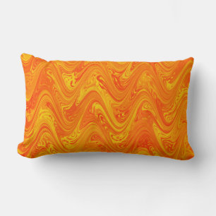 Coussin Rectangle Marbrure Orange Jaune Rouge Motif