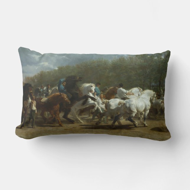 Coussin Rectangle Marché aux chevaux (par Rosa Bonheur) (Recto)