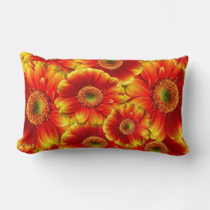 Coussin Rectangle Marguerites de Gerbera jaune et orange