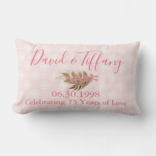 Coussin Rectangle Mariage Anniversaire 75 Année Rose