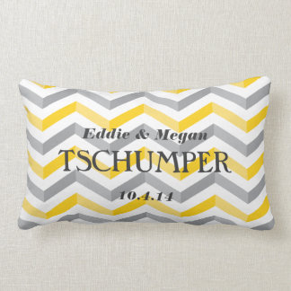 Coussin Rectangle Mariage jaune et gris de Chevron
