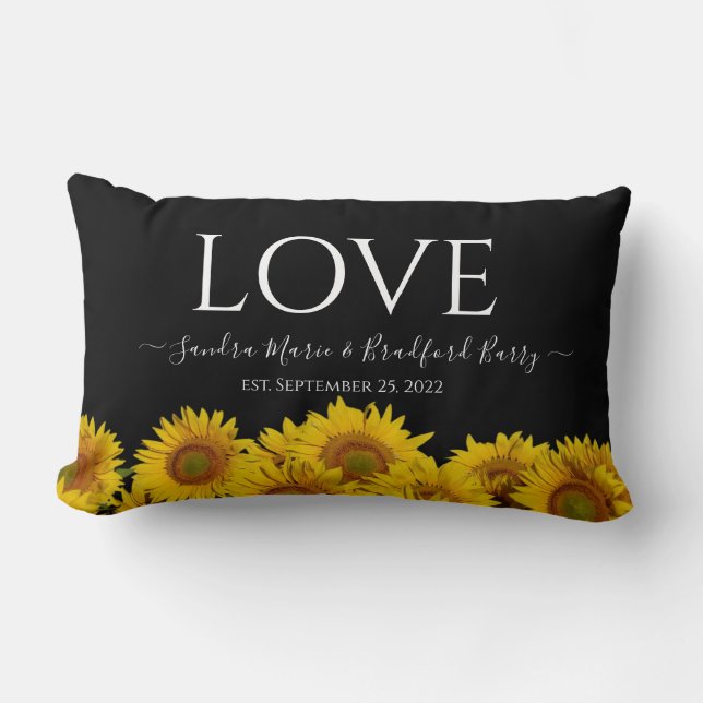 Coussin Rectangle mariage moderne Tournesol noir Jeté (Recto)