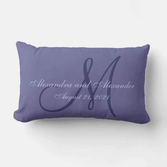 Coussin Rectangle Mariage pourpre de monogramme (Recto)