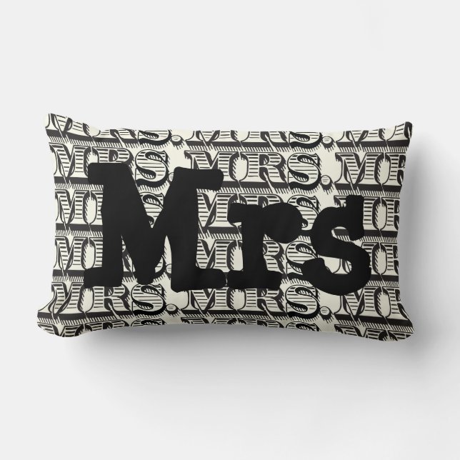 Coussin Rectangle Mariage Typographie Noir et Ivoire Mr (Recto)