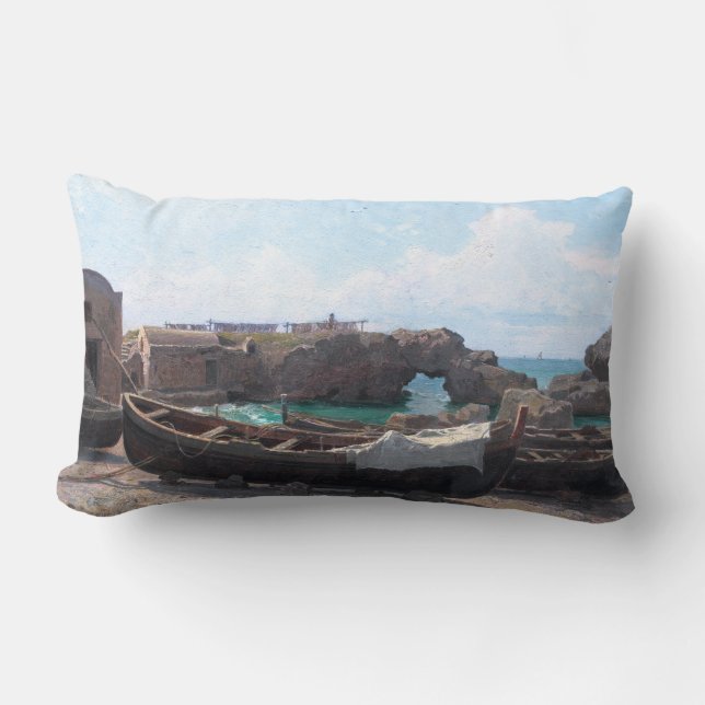 Coussin Rectangle Marina Piccola sur l'île de Capri, Italie par Hase (Recto)