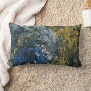 Coussin Rectangle Marine Abstraite Blue Black Gold Art