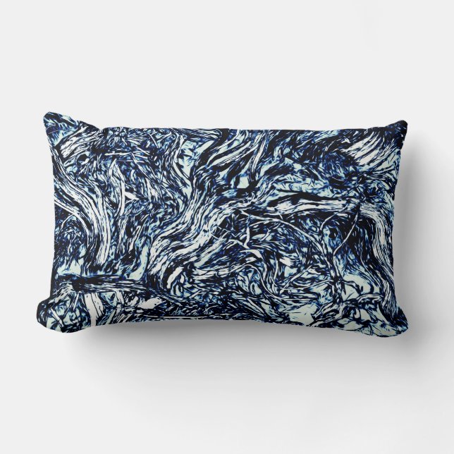 Coussin Rectangle Marine Blue Nature Motif Abstrait (Recto)