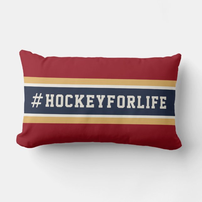 Coussin Rectangle Marine de #hockeyforlife et hockey sur glace (Recto)