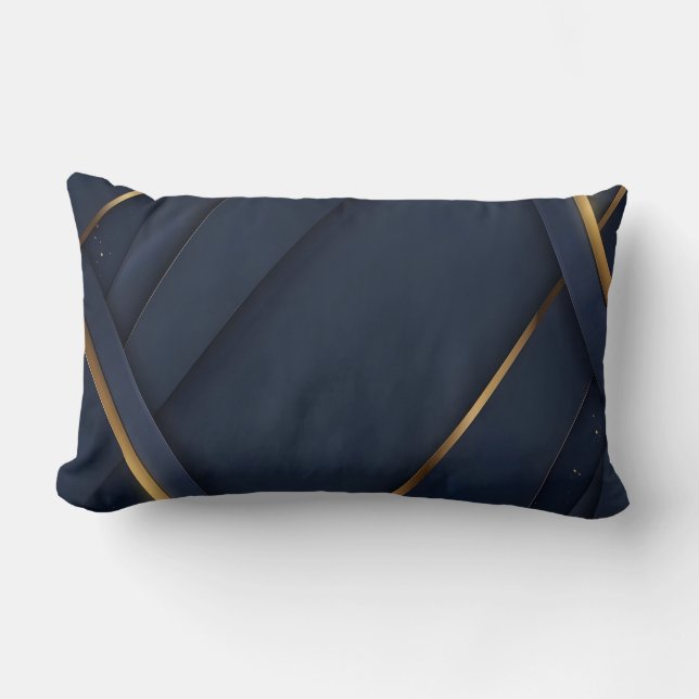 Coussin Rectangle Marine moderne bleu et or géométrique (Recto)