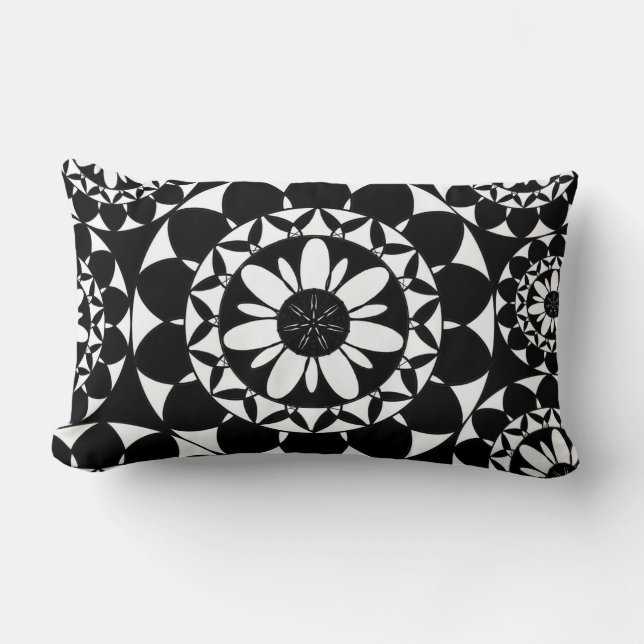 Coussin Rectangle Marocain Carreaux noir et blanc (Recto)