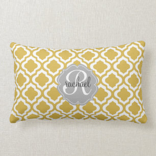 Coussin Rectangle Marocain élégant Quatrefoil d'or personnalisé