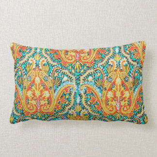 Coussin Rectangle Marocain Paisley dans le bleu d'Aqua et l'orange