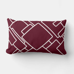 Coussin Rectangle Maroon & Blanc Moderne Géométrique Abstraite