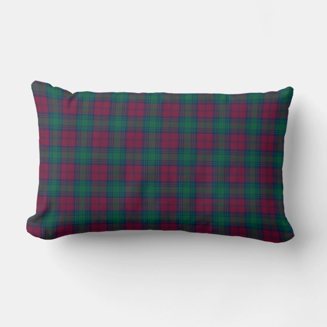 Coussin Rectangle Maroon et Green Lindsay Clan Scottish Plaid (Recto)