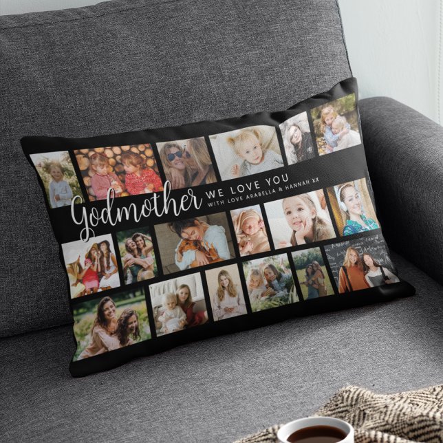 Coussin Rectangle Marraine personnalisée 18 Collage de photos (Créateur téléchargé)