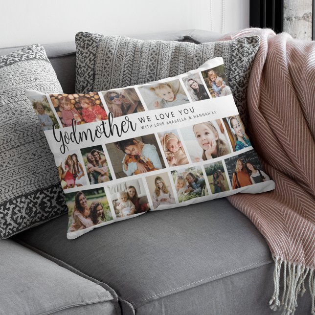 Coussin Rectangle Marraine personnalisée 18 Collage photo (Créateur téléchargé)