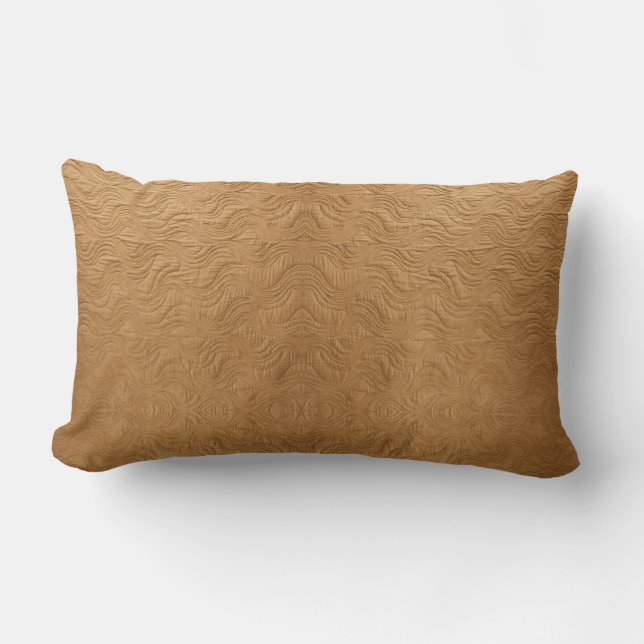 Coussin Rectangle Marron Chameau Moderne Texturé Abstrait avec Ondul (Recto)