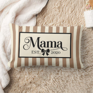 Coussin Rectangle Marron rayé chic personnalisé souvenir de maman