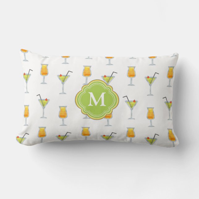 Coussin Rectangle Martini et cocktails Happy Hour avec Monogram (Recto)